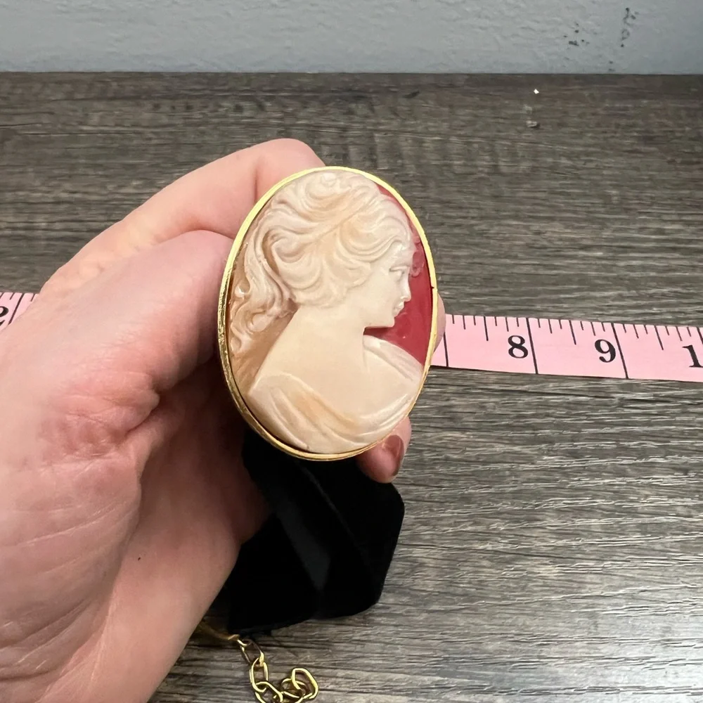 Elegant right facing Cameo choker with Gold and Pink Accents